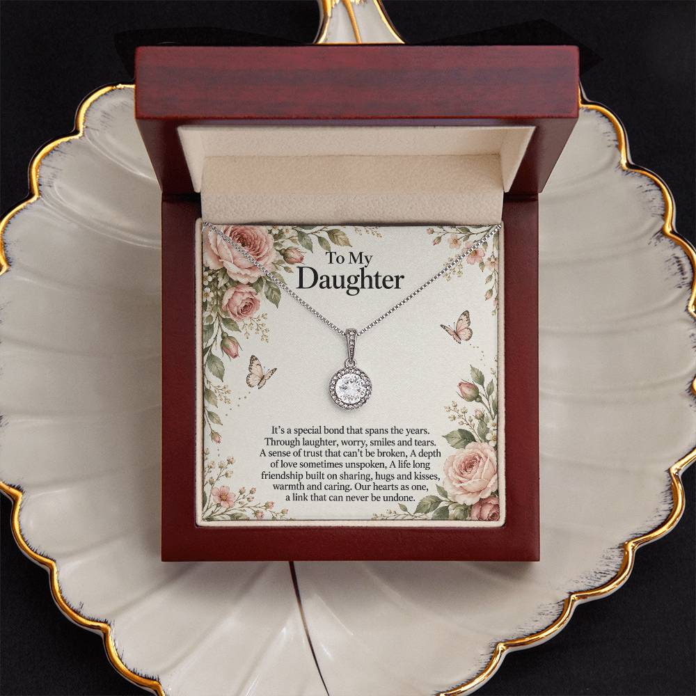 Eternal Hope Necklace with Rose Botanical daughter message card – Luxury Box styled presentation | Hensley London