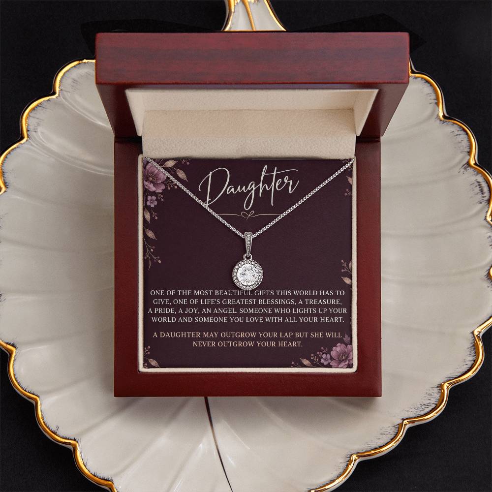 Eternal Hope Necklace with Plum Florals daughter card – Luxury Box front view | Hensley London