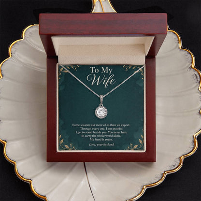 Eternal Hope Necklace in white gold finish with message card for wife | Hensley London