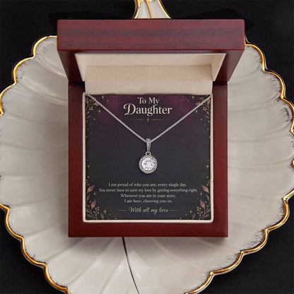 Eternal Hope Necklace in white gold finish with message card for daughter | Hensley London
