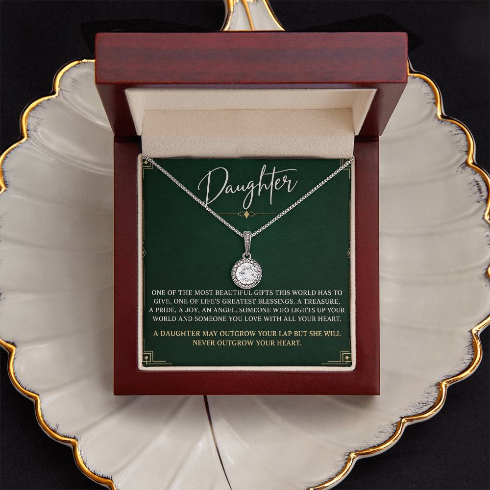 Eternal Hope Necklace with Emerald Art Deco daughter card – Luxury Box front view | Hensley London