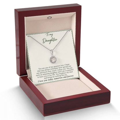 Eternal Hope Necklace with Sage Gingham daughter message card – Luxury Box with LED spotlight | Hensley London