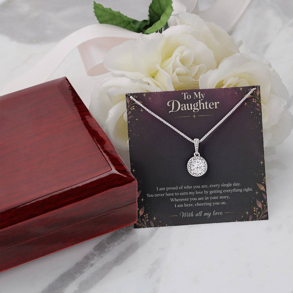 Eternal Hope Necklace in white gold finish with message card for daughter | Hensley London