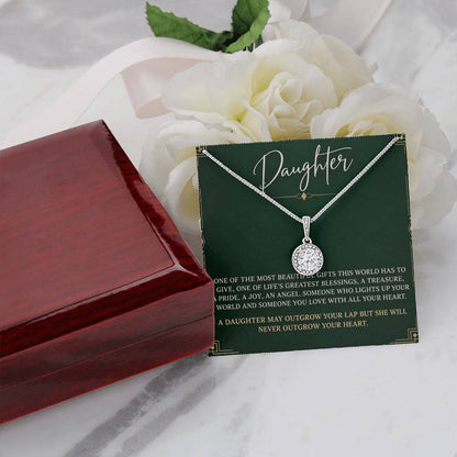 Eternal Hope Necklace with Emerald Art Deco daughter card – message card beside Luxury Box | Hensley London