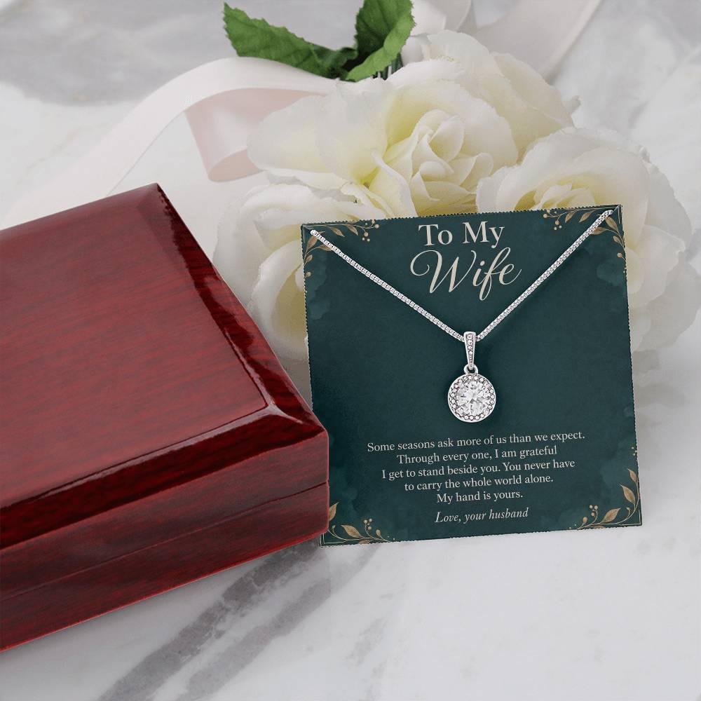 Eternal Hope Necklace in white gold finish with message card for wife | Hensley London