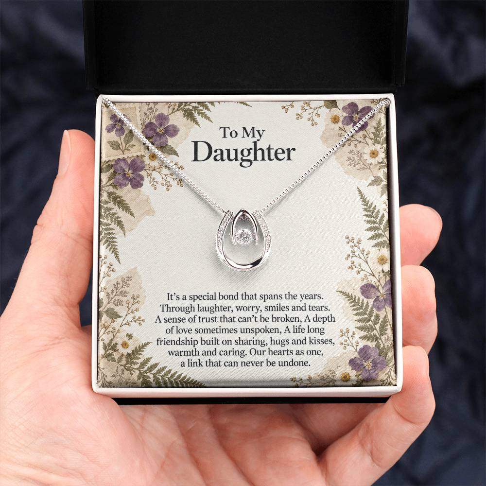 Daughter Teardrop Necklace – Purple Wildflower Message Card