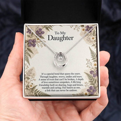 Daughter Teardrop Necklace – Purple Wildflower Message Card