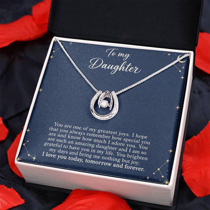 Lucky In Love teardrop necklace in white gold finish – Midnight Celestial angled Two Tone Box view | Hensley London