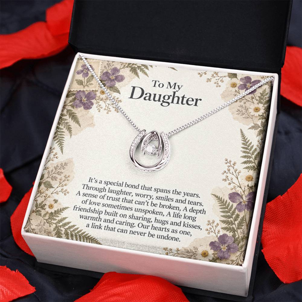 Daughter Teardrop Necklace – Purple Wildflower Message Card