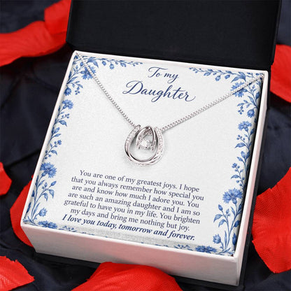 Lucky In Love teardrop necklace in white gold finish – Blue Porcelain angled Two Tone Box view | Hensley London