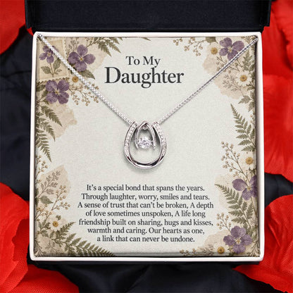 Daughter Teardrop Necklace – Purple Wildflower Message Card