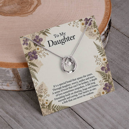 Daughter Teardrop Necklace – Purple Wildflower Message Card