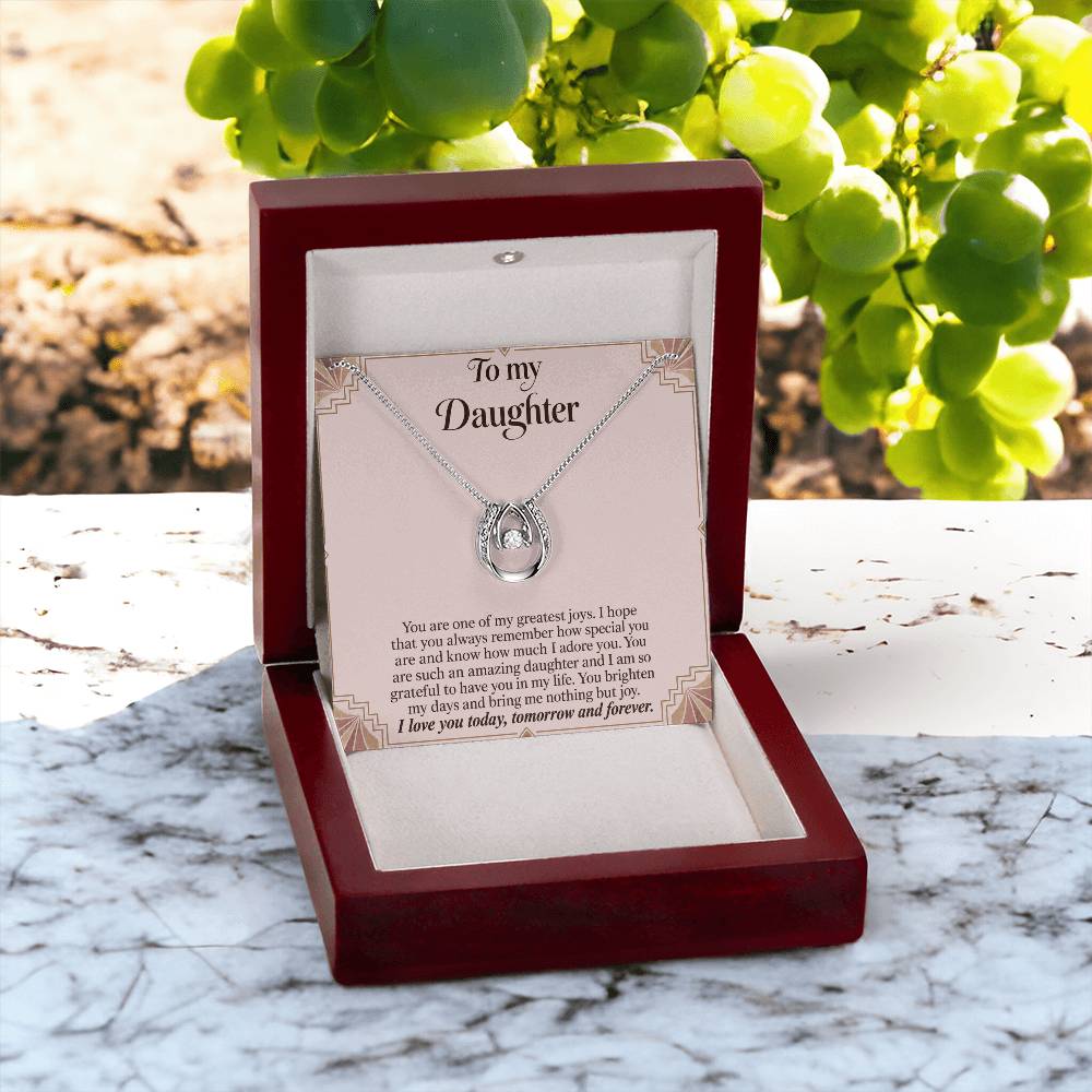 Lucky In Love teardrop necklace in white gold finish – Blush Art Deco open Luxury Box outdoors | Hensley London