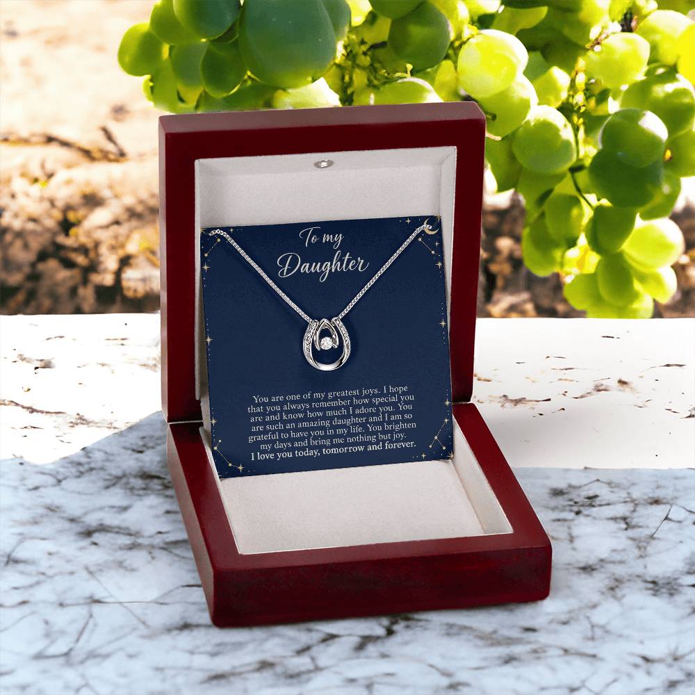 Lucky In Love teardrop necklace in white gold finish – Midnight Celestial open Luxury Box outdoors | Hensley London