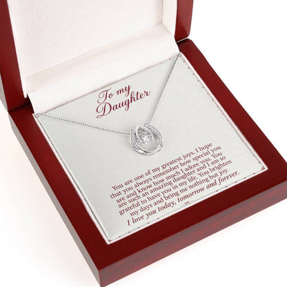 Lucky In Love teardrop necklace in white gold finish – Burgundy Letter Luxury Box pendant close-up | Hensley London