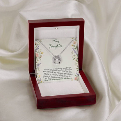 Lucky In Love teardrop necklace in white gold finish – Heirloom Garden open Luxury Box on fabric | Hensley London