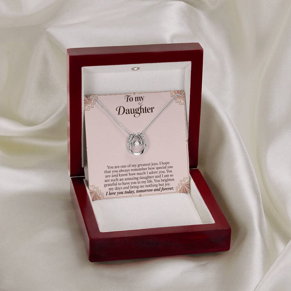 Lucky In Love teardrop necklace in white gold finish – Blush Art Deco open Luxury Box on fabric | Hensley London