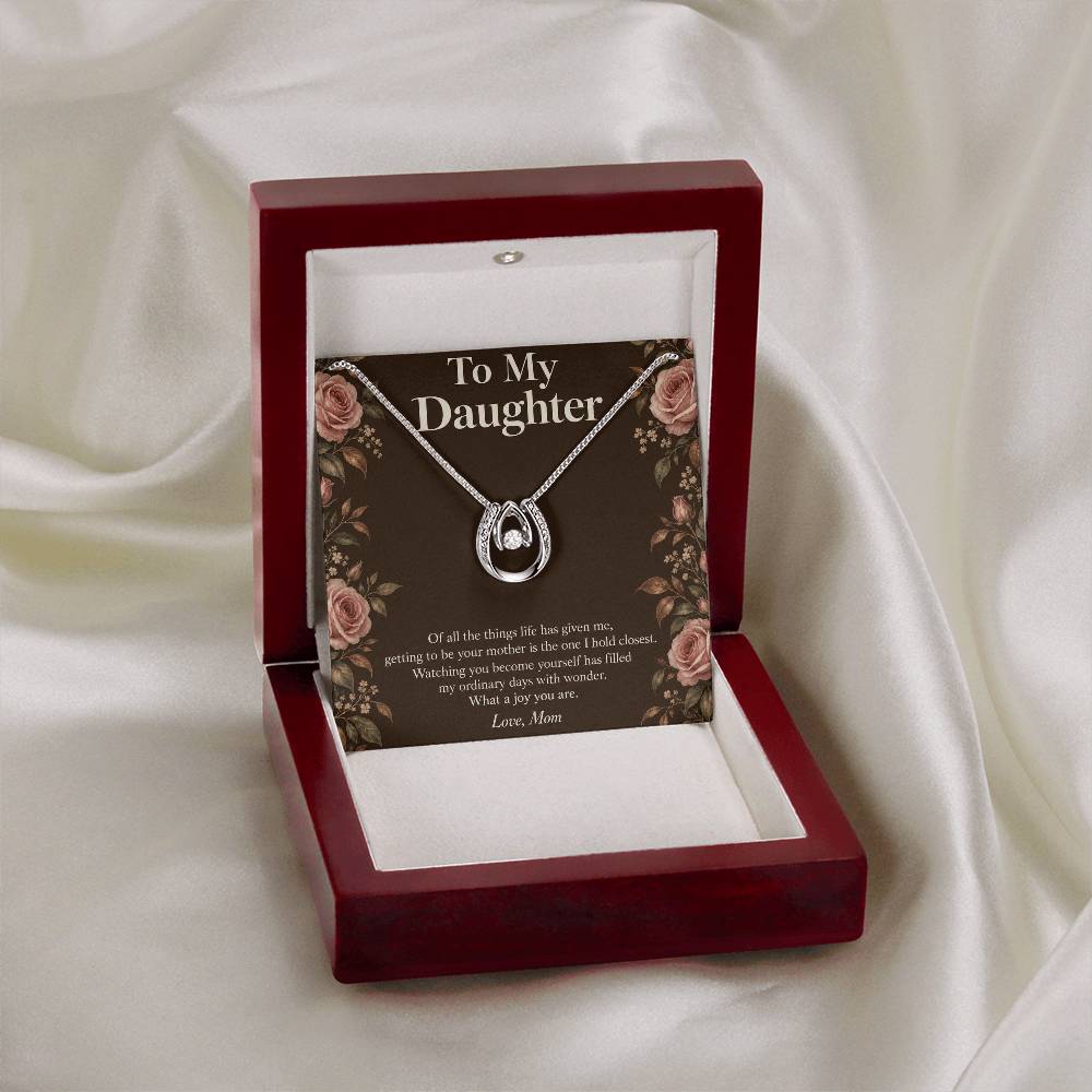Lucky In Love necklace and Daughter message card in LED luxury box | Hensley London