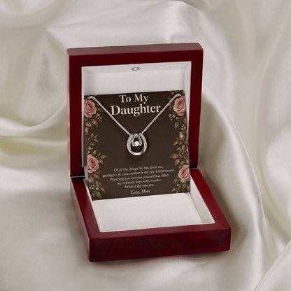 Lucky In Love necklace and Daughter message card in LED luxury box | Hensley London