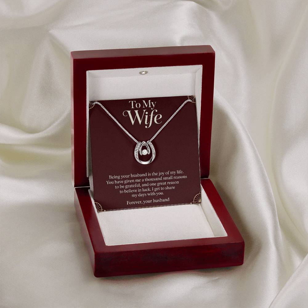 Lucky In Love necklace and Wife message card in LED luxury box | Hensley London