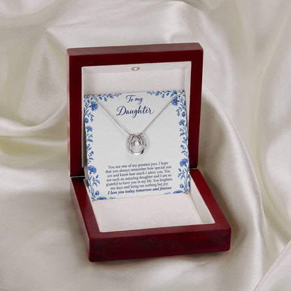 Lucky In Love teardrop necklace in white gold finish – Blue Porcelain open Luxury Box on fabric | Hensley London