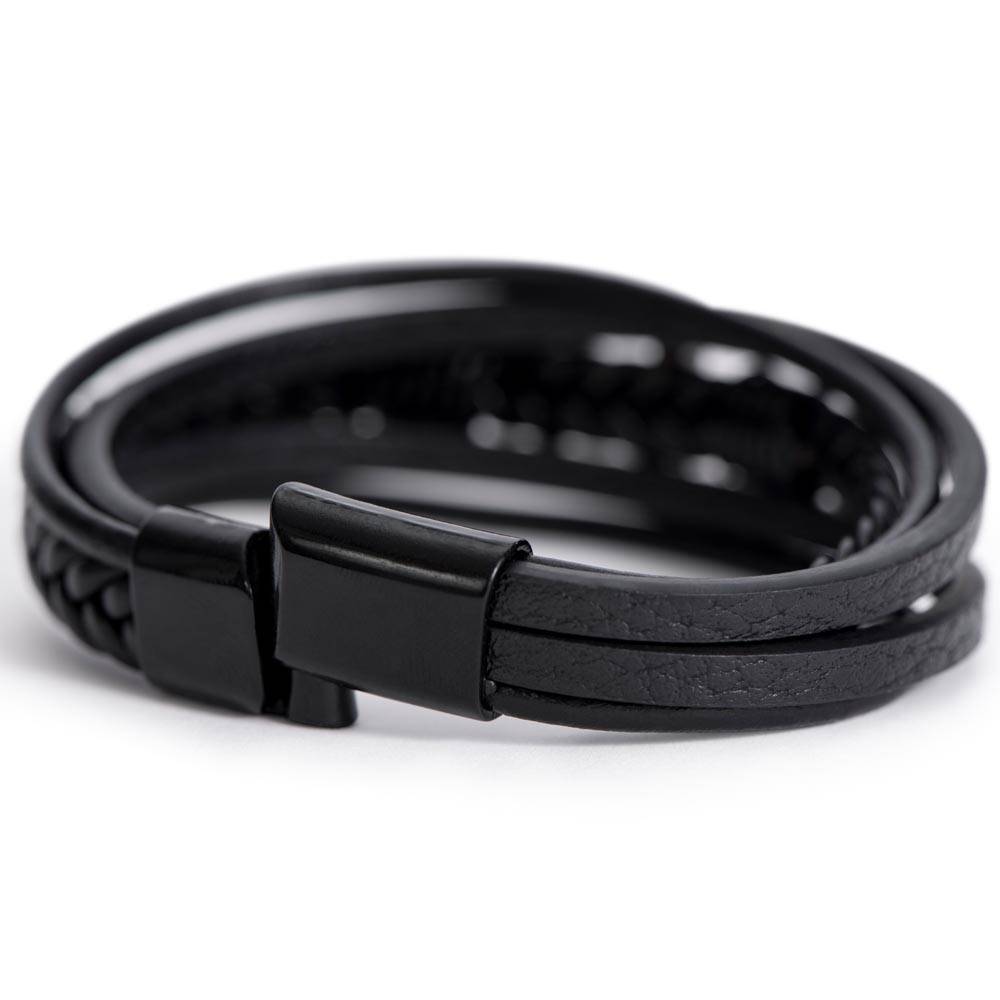 Cross Bracelet in Black for Grandson – magnetic clasp close-up | Hensley London