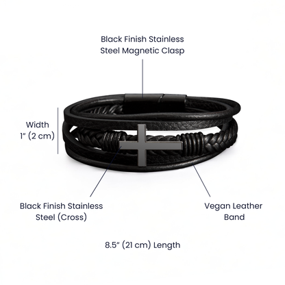 Cross bracelet supplier materials and dimensions diagram | Hensley London