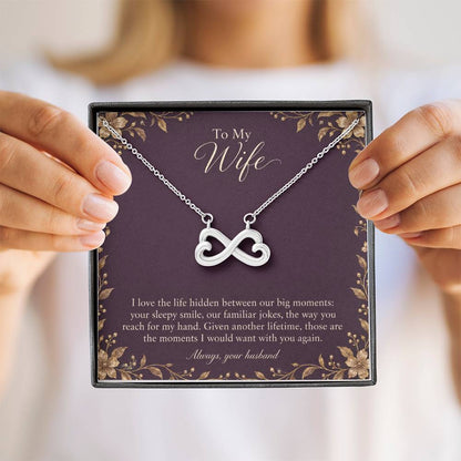 Endless Love Necklace in white gold finish with message card for wife | Hensley London