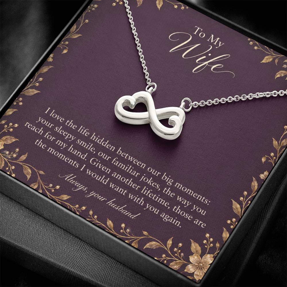 Endless Love Necklace in white gold finish with message card for wife | Hensley London