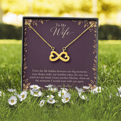 Endless Love Necklace in yellow gold finish with message card for wife | Hensley London