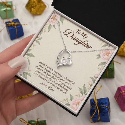 Forever Love Necklace in white gold finish with message card for daughter on her wedding day | Hensley London