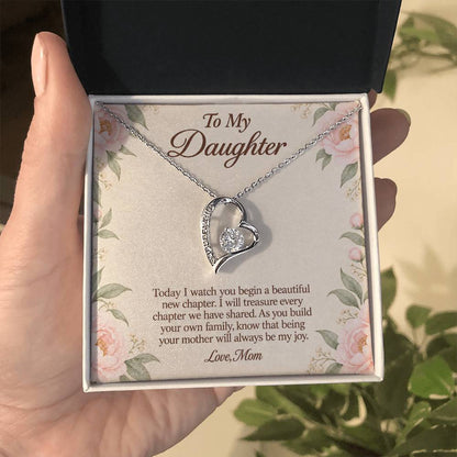Forever Love Necklace in white gold finish with message card for daughter on her wedding day | Hensley London