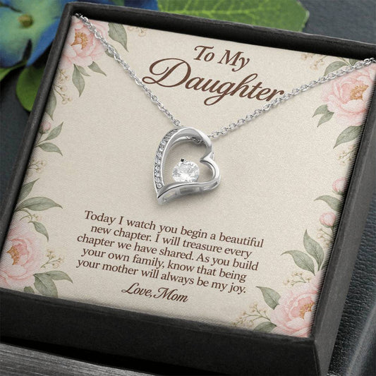 Forever Love Necklace in white gold finish with message card for daughter on her wedding day | Hensley London