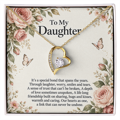 Gift for Daughter Forever Love Necklace in Yellow Gold Finish – standard box front view | Hensley London