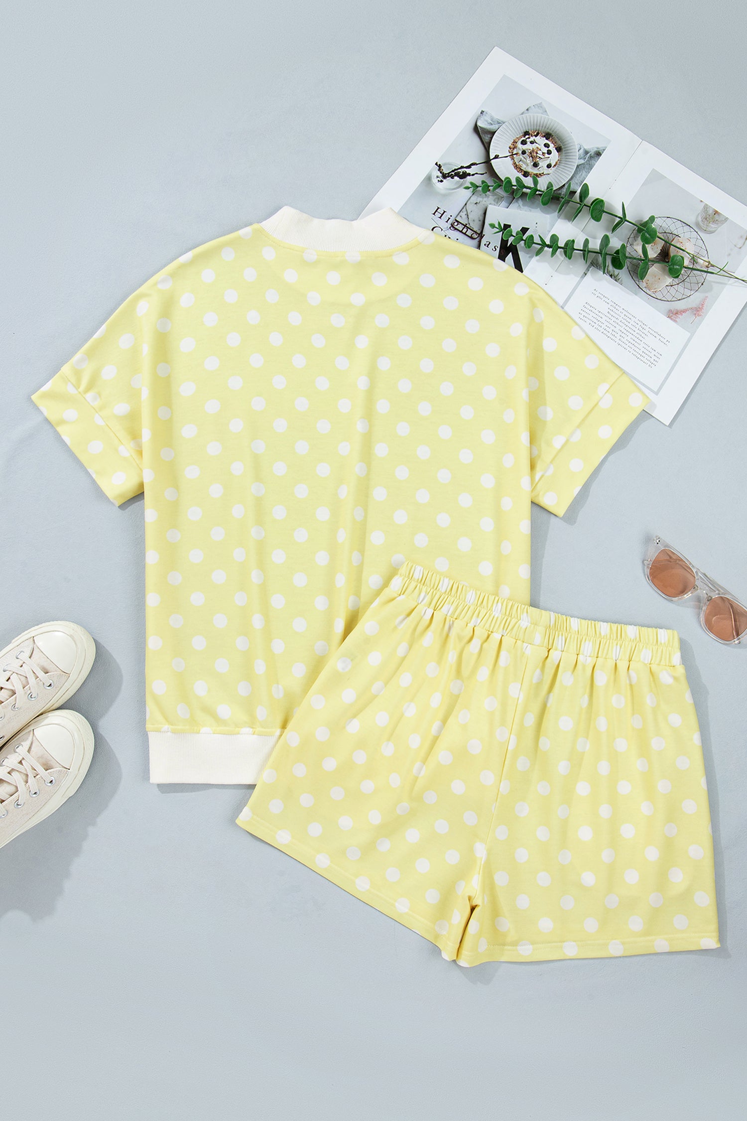 Women's Polka Dot Mock Neck Short Set - View 12 | Hensley London