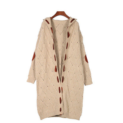 Women's Openwork Hooded Long Cardigan in available colours – product view 10 | Hensley London