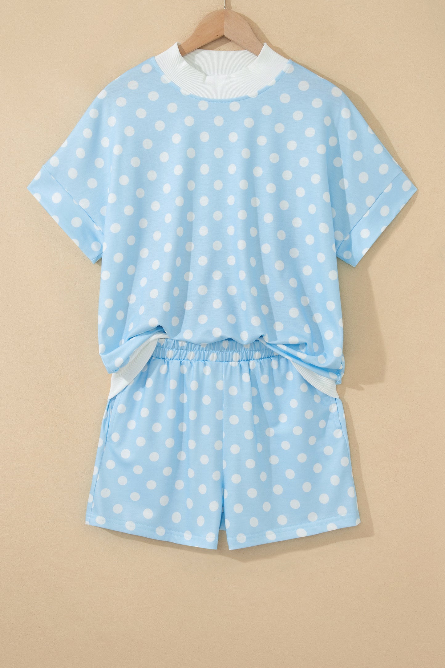 Women's Polka Dot Mock Neck Short Set - View 8 | Hensley London