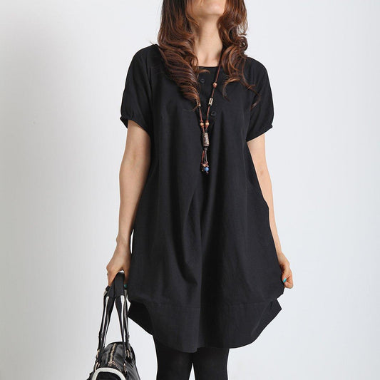 Bella Black Dress | Plus Size, Cotton-Linen Summer Dress