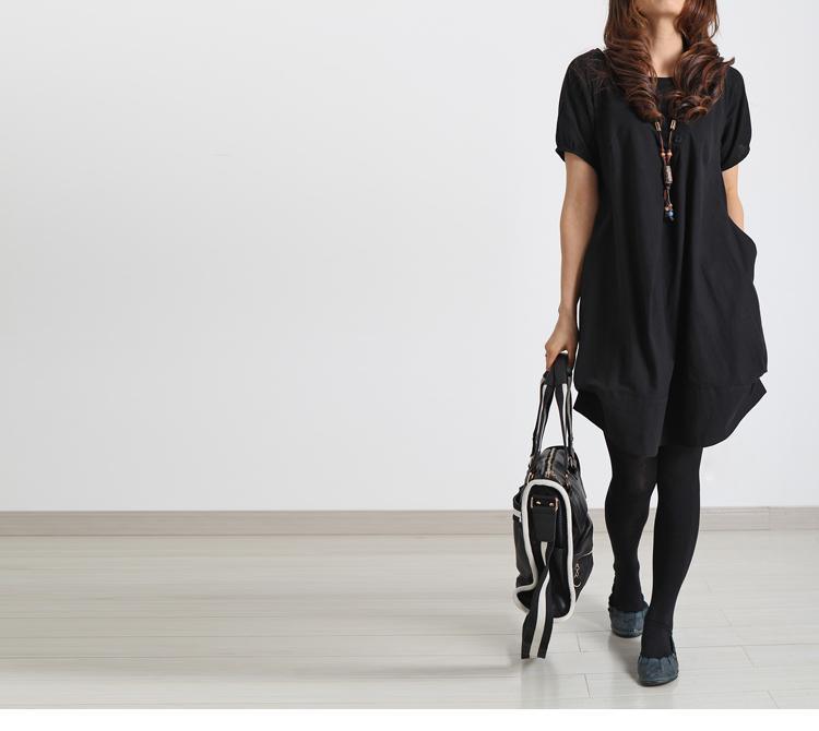 Bella Black Dress | Plus Size, Cotton-Linen Summer Dress - Image 3
