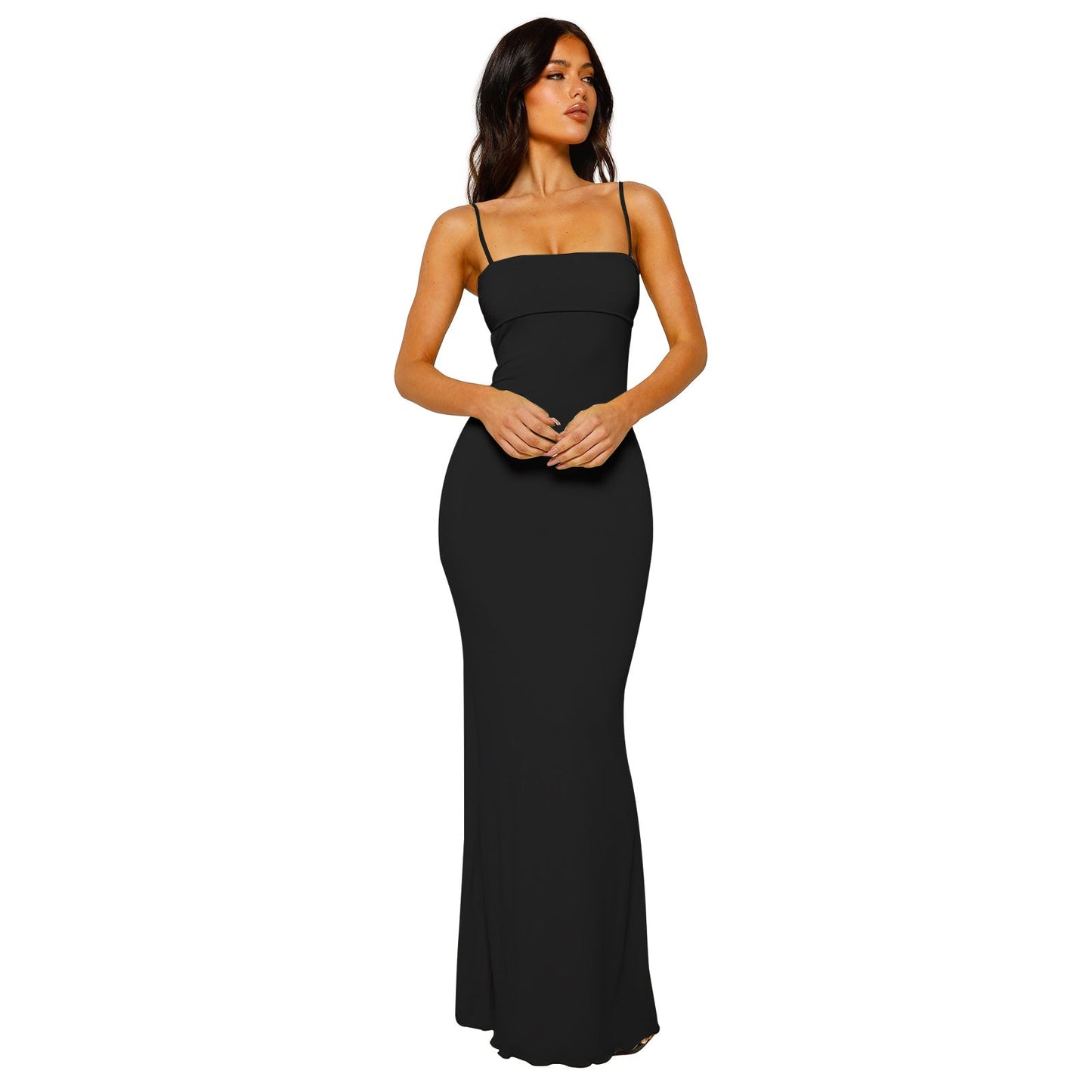 Women's Maxi Dress Yellow Size M Polyester Backless Bodycon-3