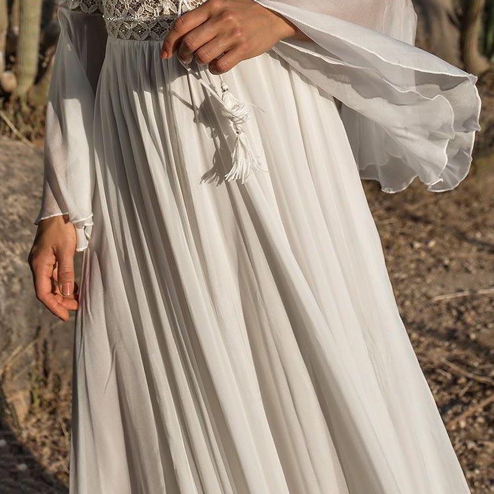 Women's Maxi Dress White One Size Polyester Chiffon-4