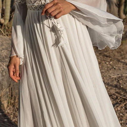 Women's Maxi Dress White One Size Polyester Chiffon-4