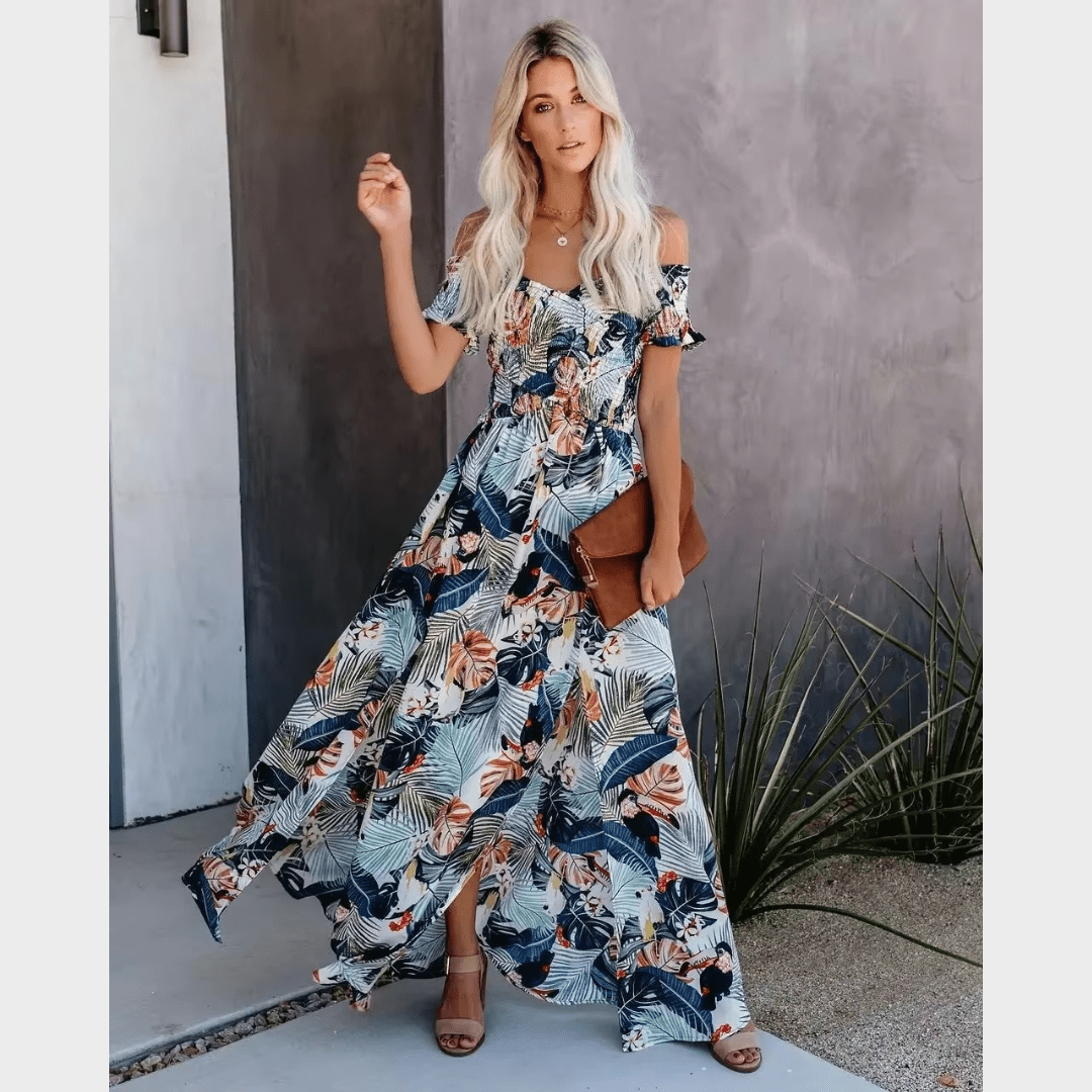 Women's Maxi Dress Multi-Color Floral Size S M L XL Polyester-4