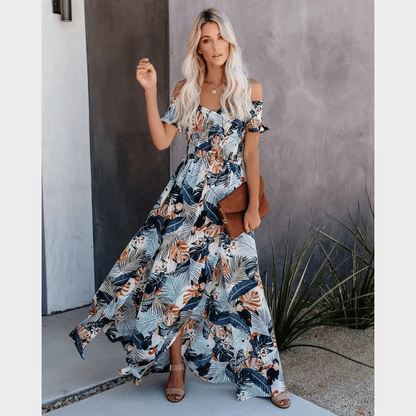 Women's Maxi Dress Multi-Color Floral Size S M L XL Polyester-4