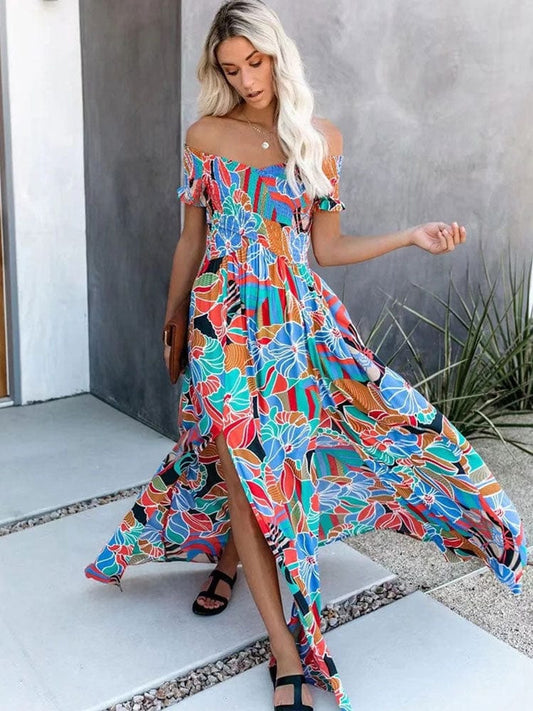 Women's Maxi Dress Multi-Color Floral Size S M L XL Polyester-1