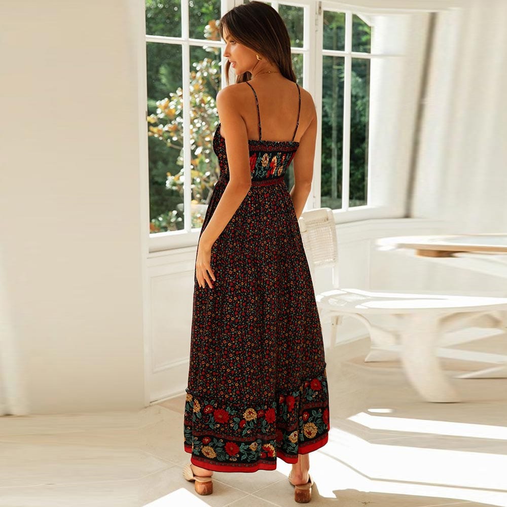 Women's Maxi Dress Multi-Color Size M Polyester Chiffon-6