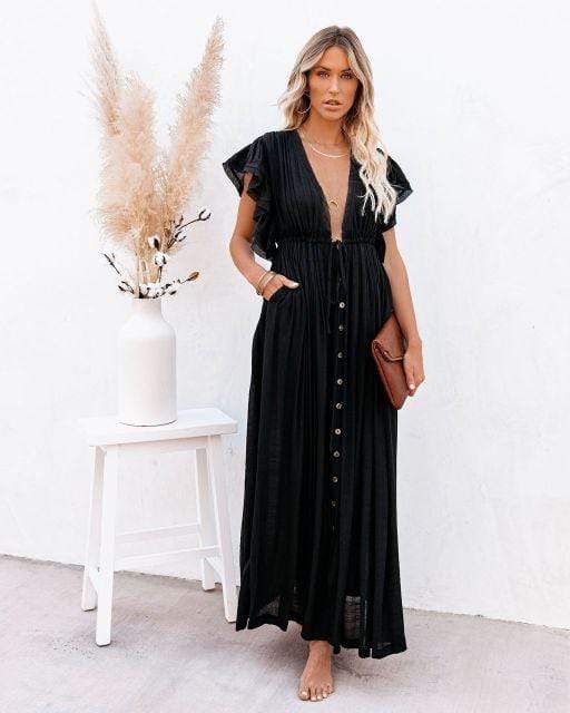 Variant image for Women's Beach Cover Up Dress White One Size Polyester Boho Style-8