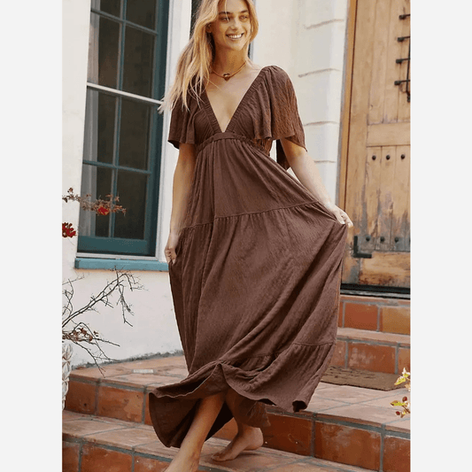Women's Maxi Dress Dark Pink Size S Cotton Blend-1