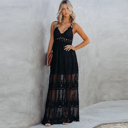 Variant image for Women's Maxi Dress Black Size M Cotton Polyester Lace-5