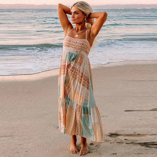 Women's Maxi Dress Multi-Color Cotton Polyester Blend-1